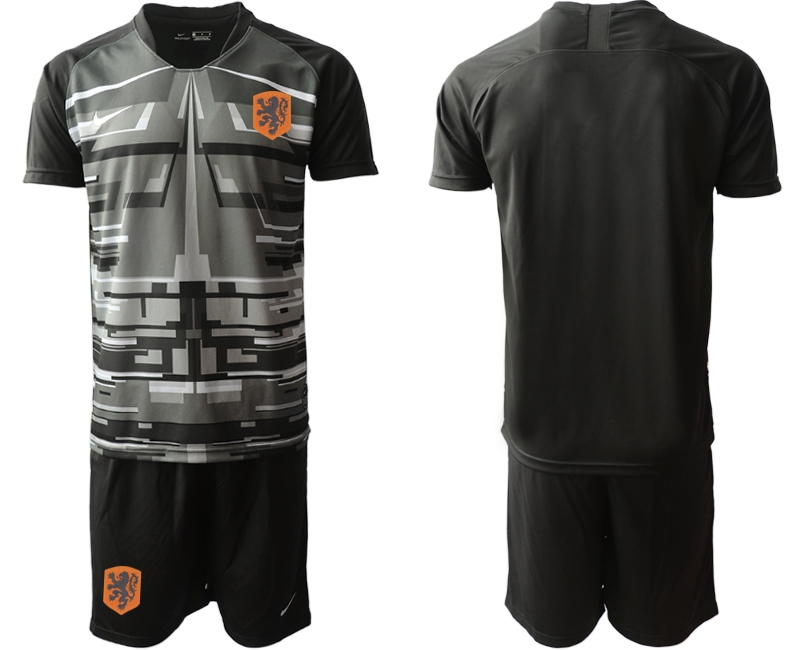 Men 2021 European Cup Netherlands black goalkeeper Soccer Jerseys1